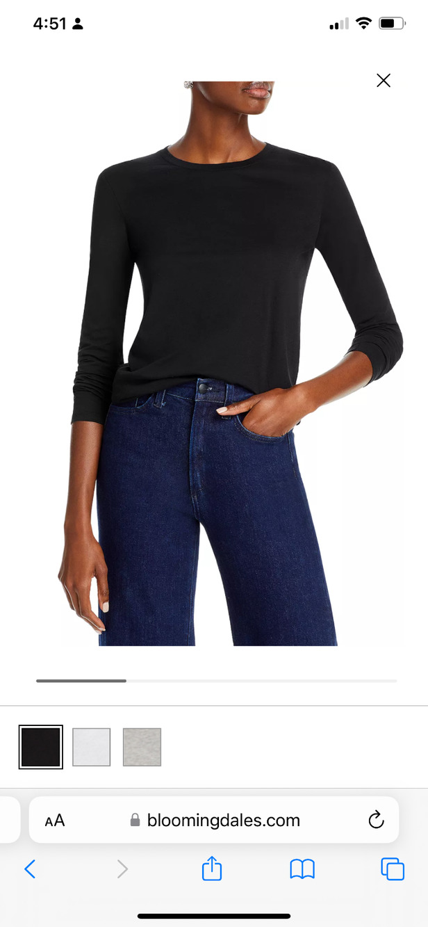 Vince Shirt Top Womens Medium Black Long Sleeve Round Neck Casual Preppy B76